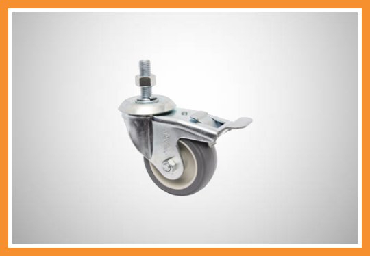 Rodízio com eixo giratório e freio